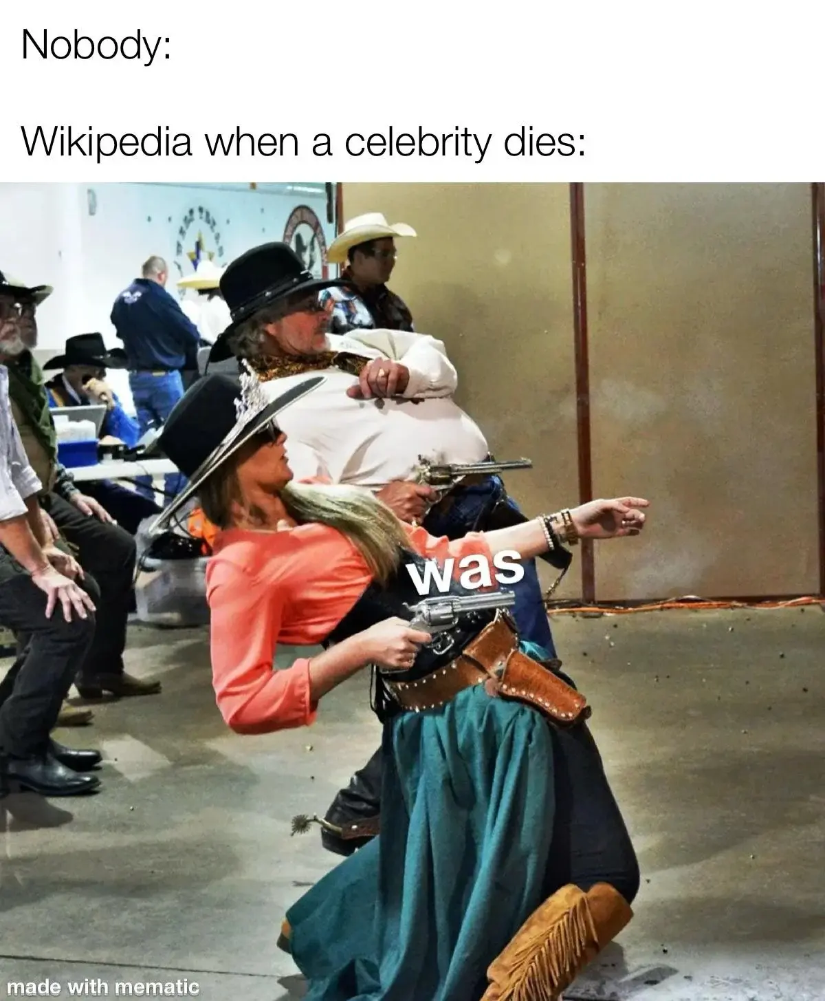 Wikipedia when a celebrity dies: "was" 