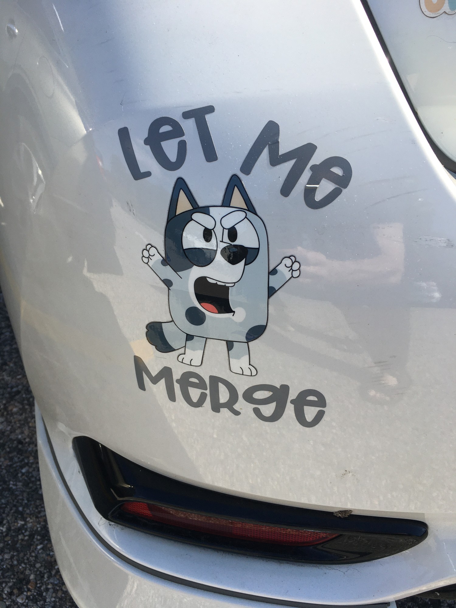 Bluey character "let me metge!" Bumper sticker 